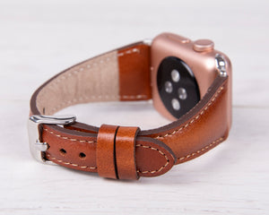 Genuine Leather Burnished Tan Slim Band for Apple Watch