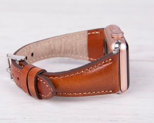 Genuine Leather Burnished Tan Slim Band for Apple Watch