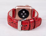 Croco Pattern Red Leather Band for Apple Watch