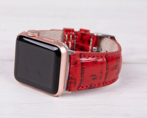 Croco Pattern Red Leather Band for Apple Watch