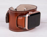 Genuine Leather Burnished Tan Cuff for Apple Watch