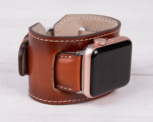Genuine Leather Burnished Tan Cuff for Apple Watch