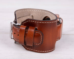 Genuine Leather Burnished Tan Cuff for Apple Watch