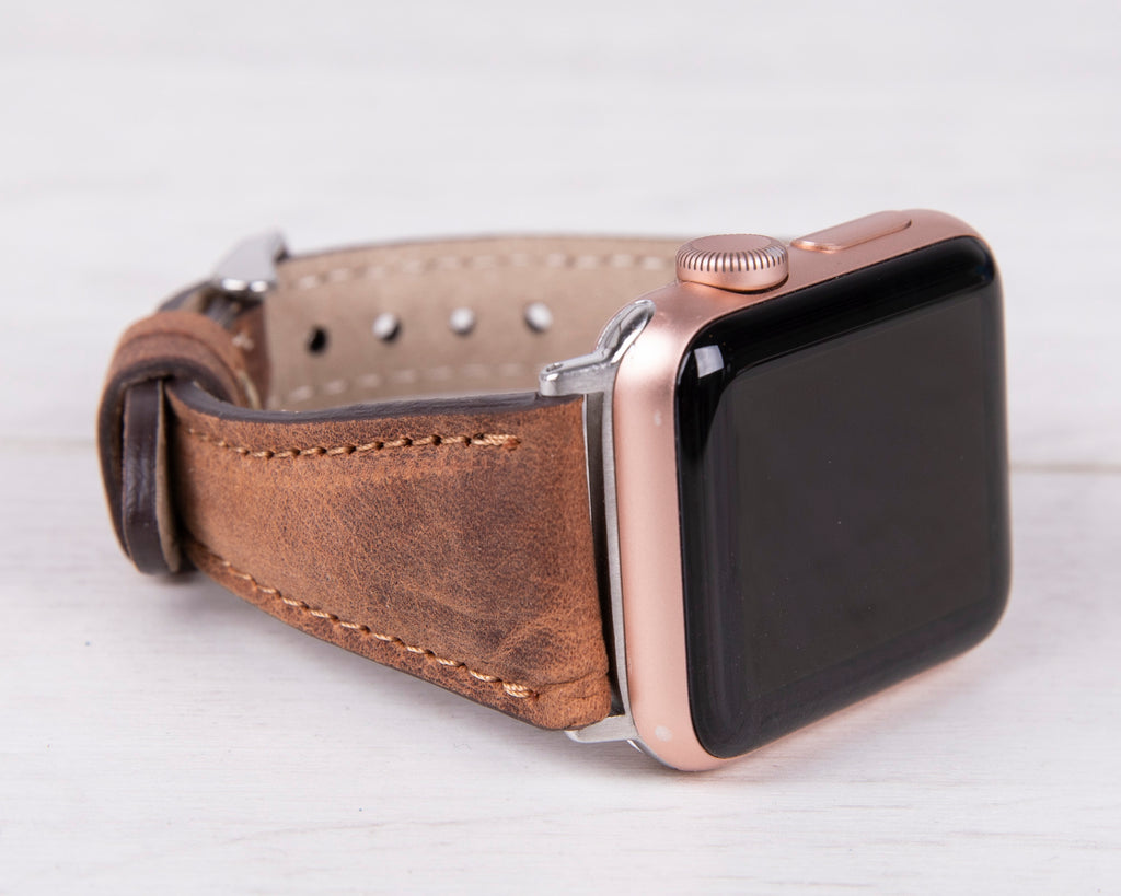 Antic Brown Leather Slim Band for Apple Watch