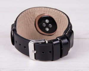 Black Full Grain Leather Cuff (Pulsar) for Apple Watch
