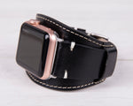 Black Full Grain Leather Cuff (Pulsar) for Apple Watch