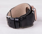 Black Full Grain Leather Cuff (Pulsar) for Apple Watch