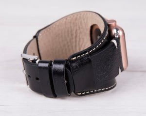 Black Full Grain Leather Cuff (Pulsar) for Apple Watch