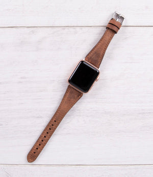 Antic Brown Leather Slim Band for Apple Watch