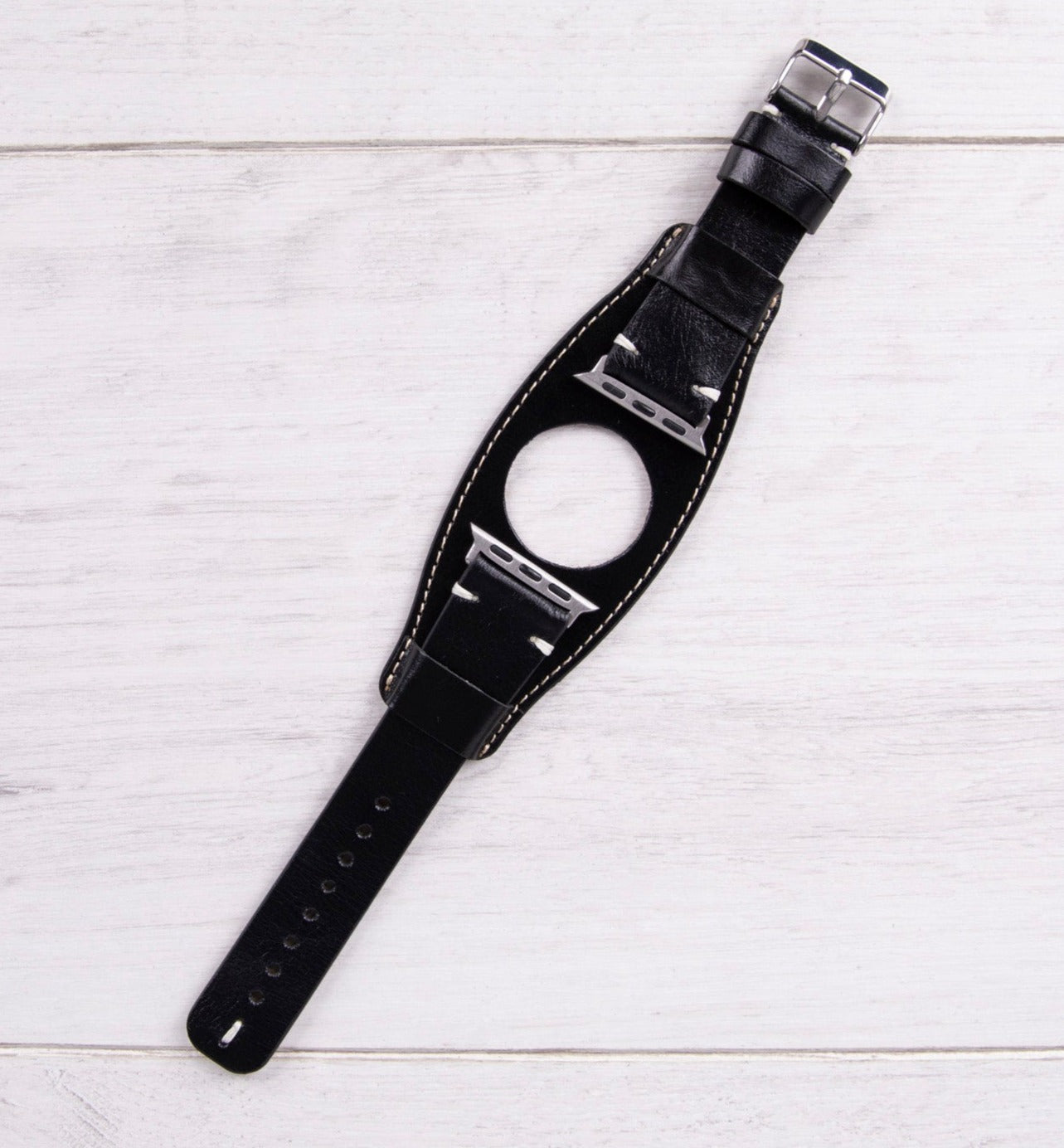 Black Full Grain Leather Cuff (Pulsar) for Apple Watch