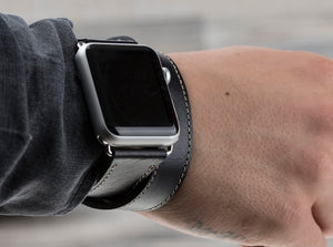Genuine Leather Black Double Tour for Apple Watch