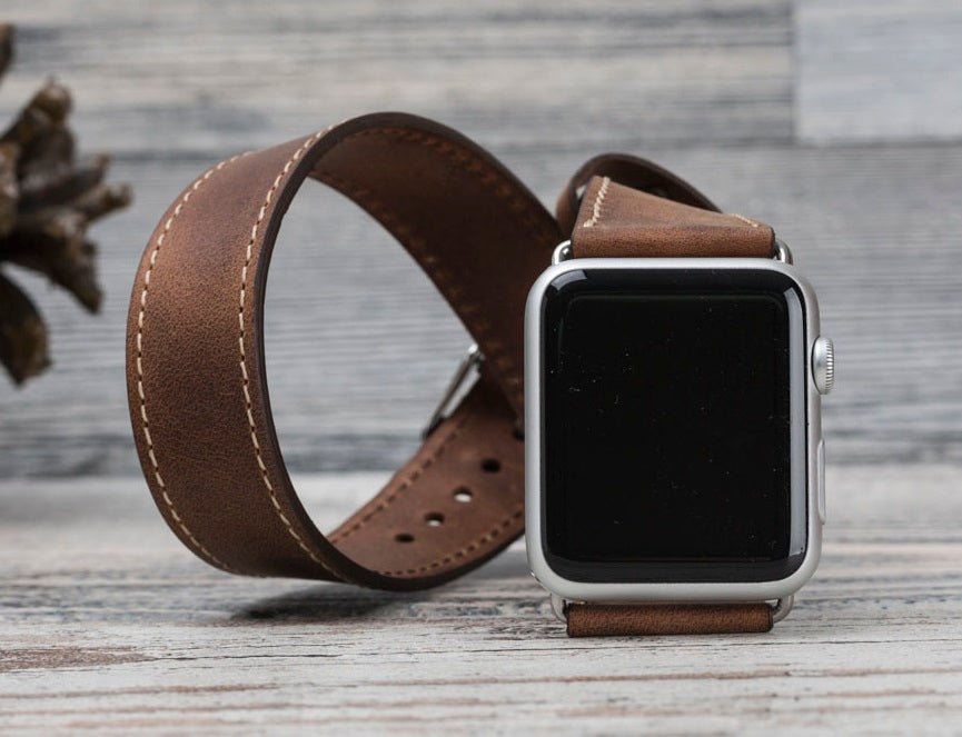 Genuine Leather Antic Brown Double Tour for Apple Watch
