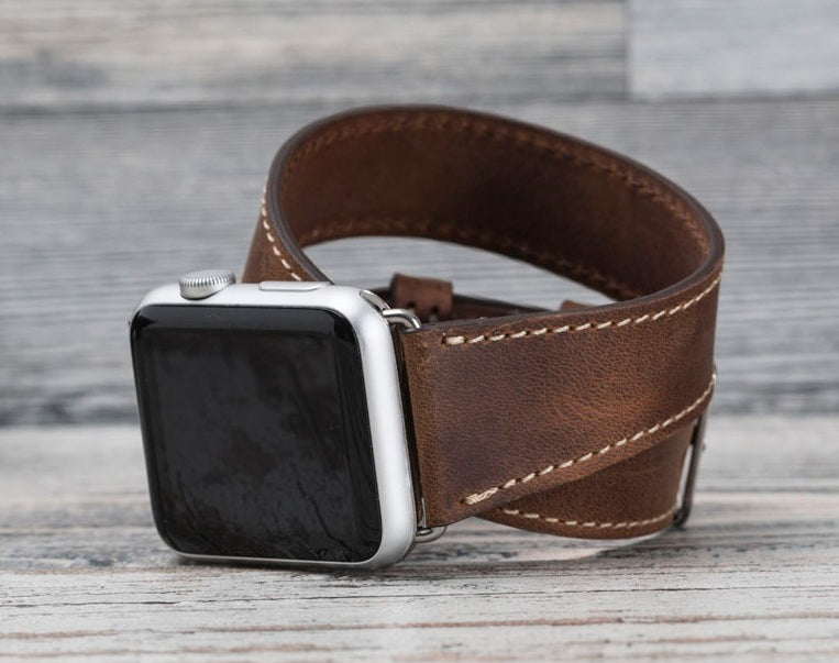 Genuine Leather Antic Brown Double Tour for Apple Watch