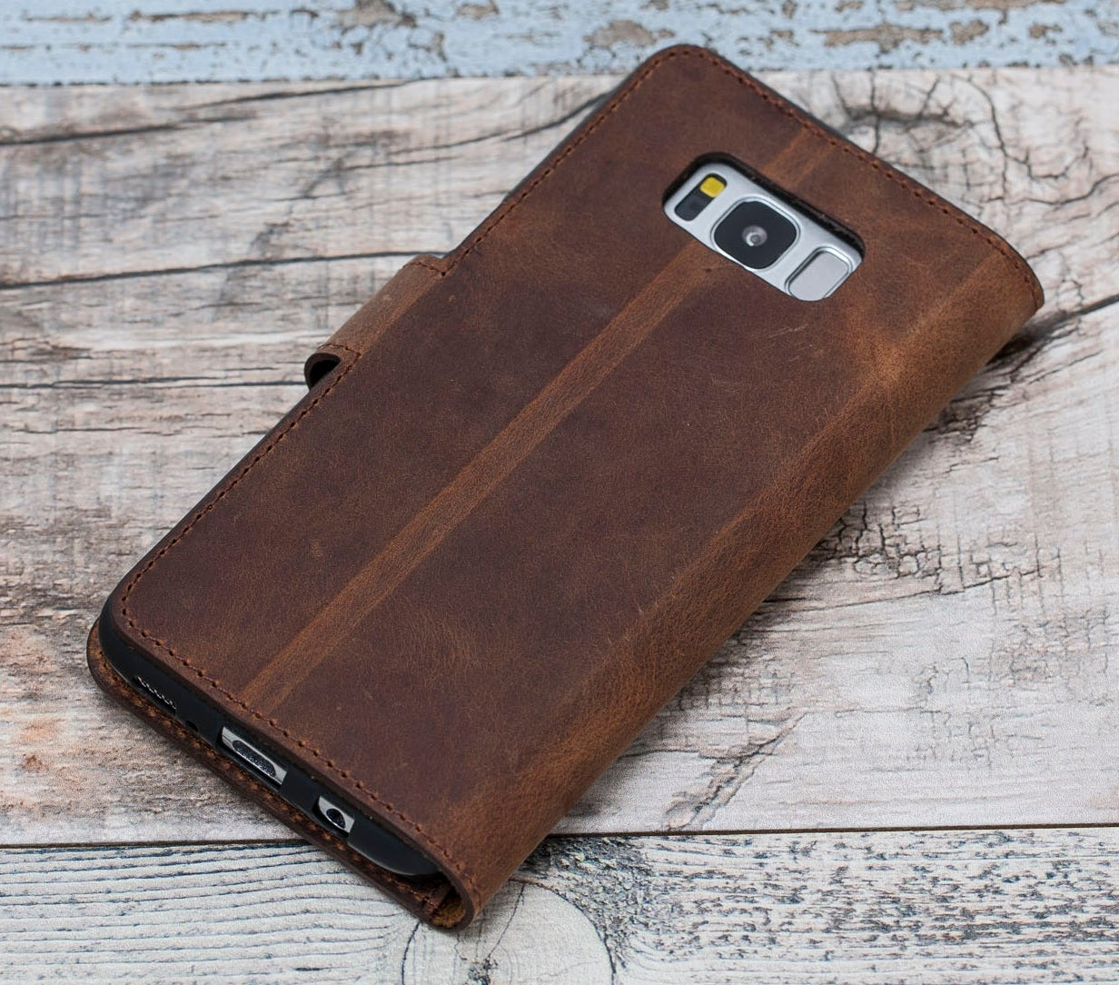 Antic Brown Leather Wallet Case for Galaxy S8 / S8 Plus