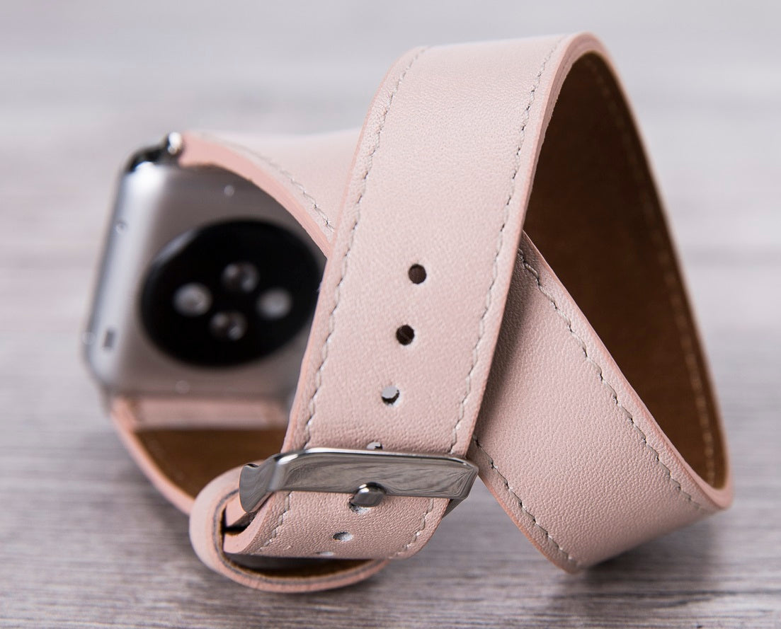 Genuine Leather Nude Pink Double Tour for Apple Watch