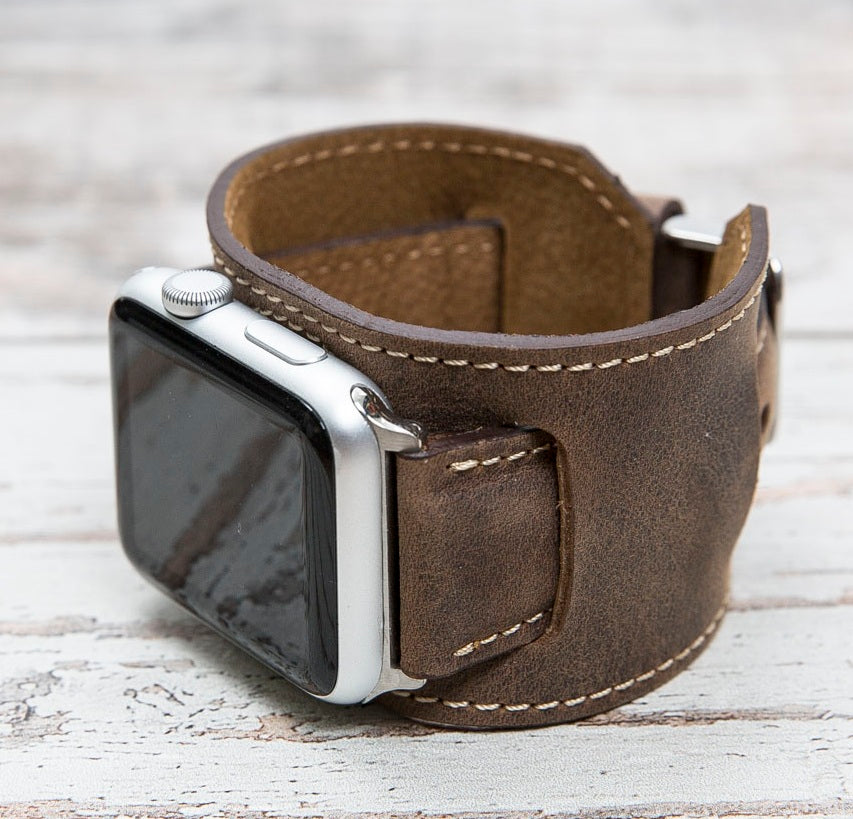 Kirsebær Bitterhed let at håndtere Genuine Leather Antic Brown Cuff for Apple Watch – O2Leather