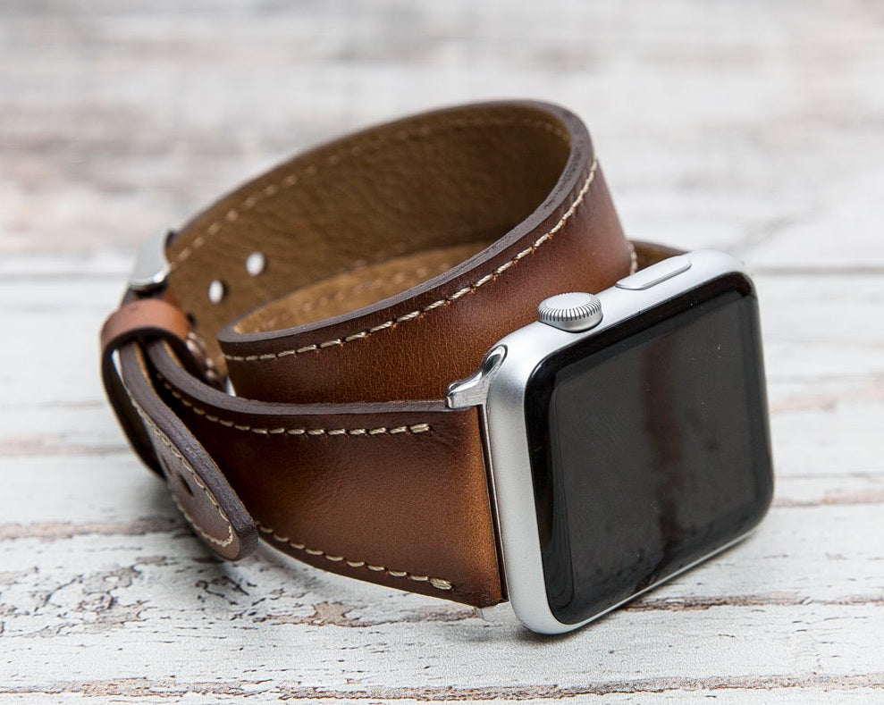 Genuine Leather Brown Double Tour for Apple Watch