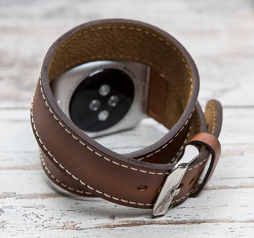 Genuine Leather Brown Double Tour for Apple Watch