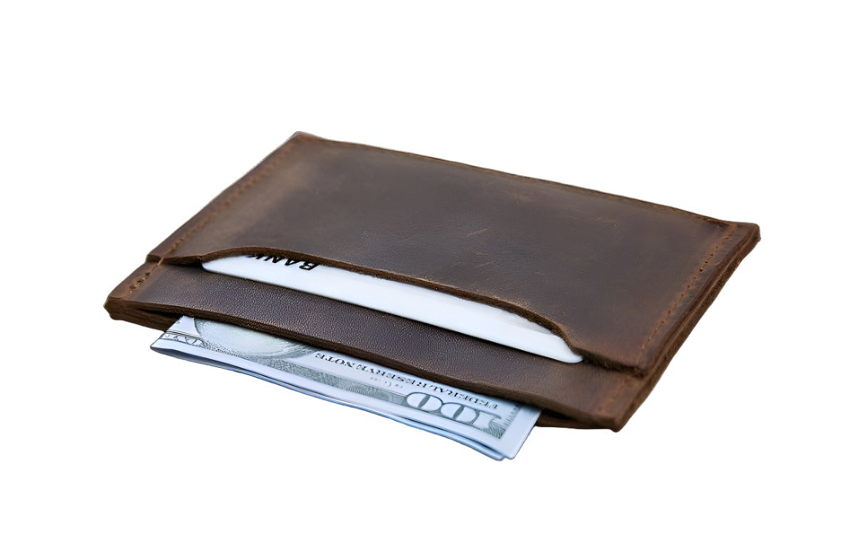 Antic Brown Leather Slim Wallet – O2Leather