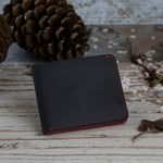 Red-Black Color Leather Slim Wallet