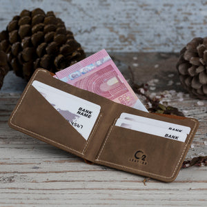 Brown-Tan Color Leather Slim Wallet
