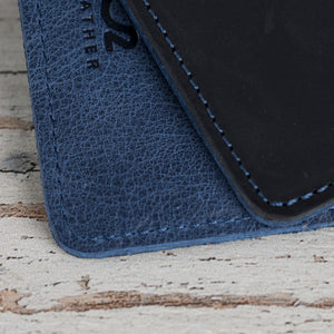 Blue-Black Color Leather Slim Wallet