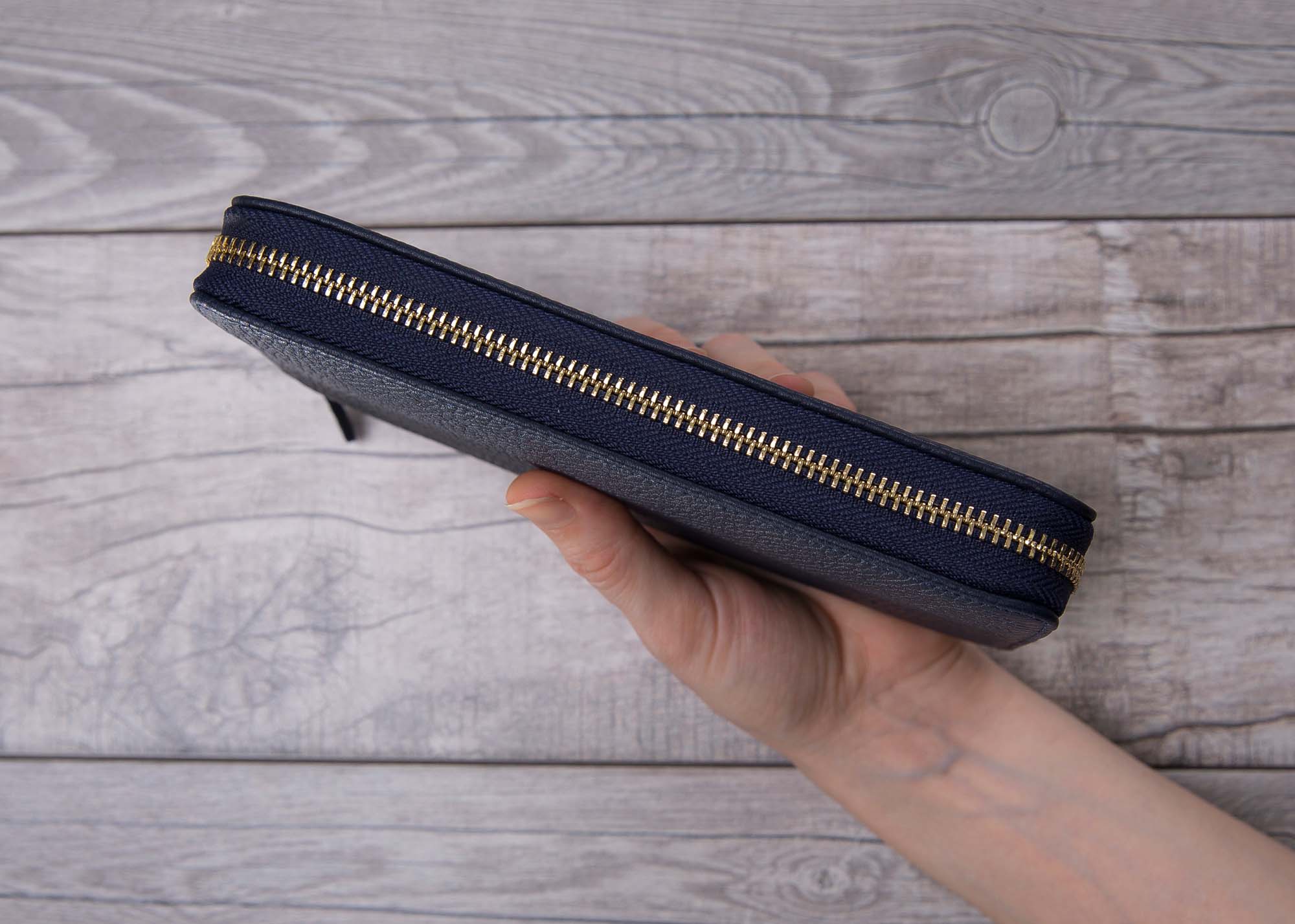 Navy Blue Leather Womens Wallet