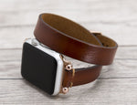 Brown Slim Double Wrap Womens Leather Band