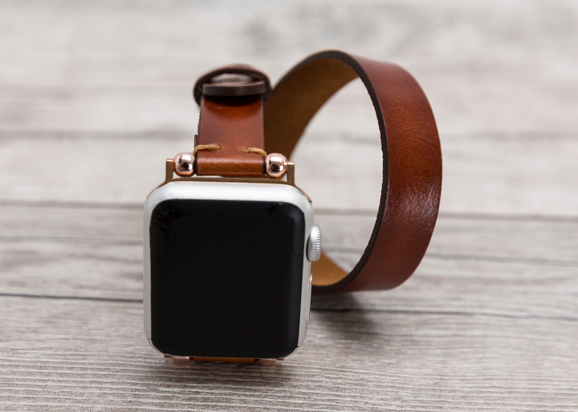 Brown Slim Double Wrap Womens Leather Band