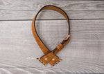 Camel Brown Slim Double Wrap Leather Band (Rose Gold Rivet)