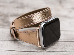 Bronze Slim Double Wrap Womens Leather Band