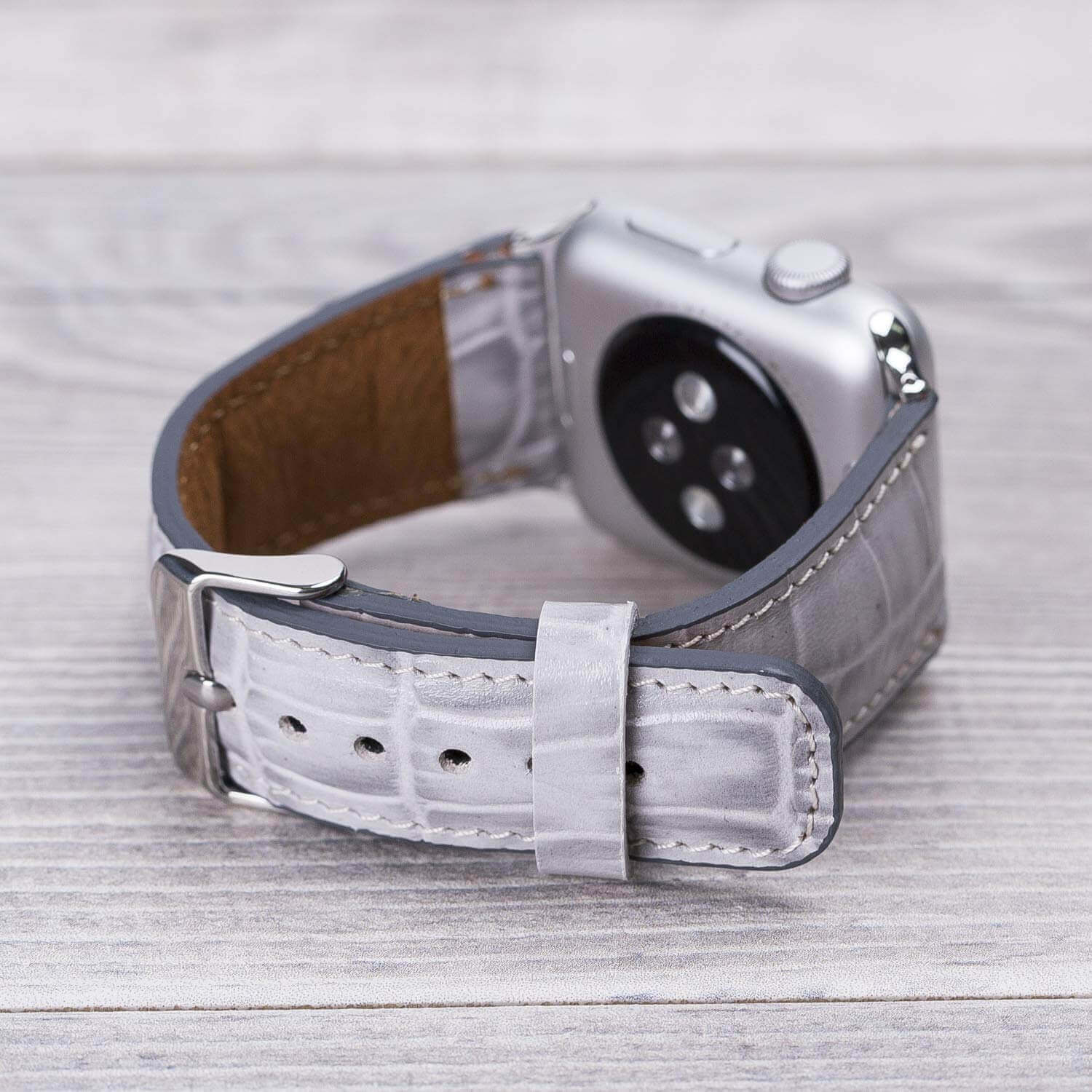 Croco Pattern White Leather Band for Apple Watch