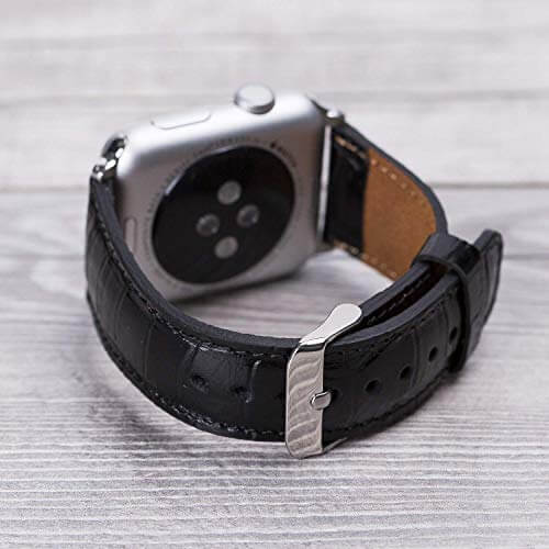 Croco Pattern Black Leather Band for Apple Watch