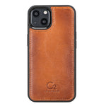 Burnished Tan Leather Snap On Cover Case for iPhone 13 (6.1")