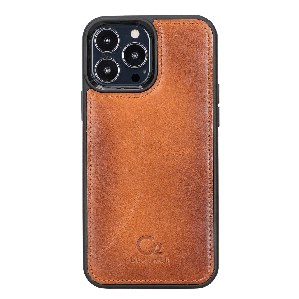 Burnished Tan Leather Snap On Cover Case for iPhone 13 Pro (6.1")