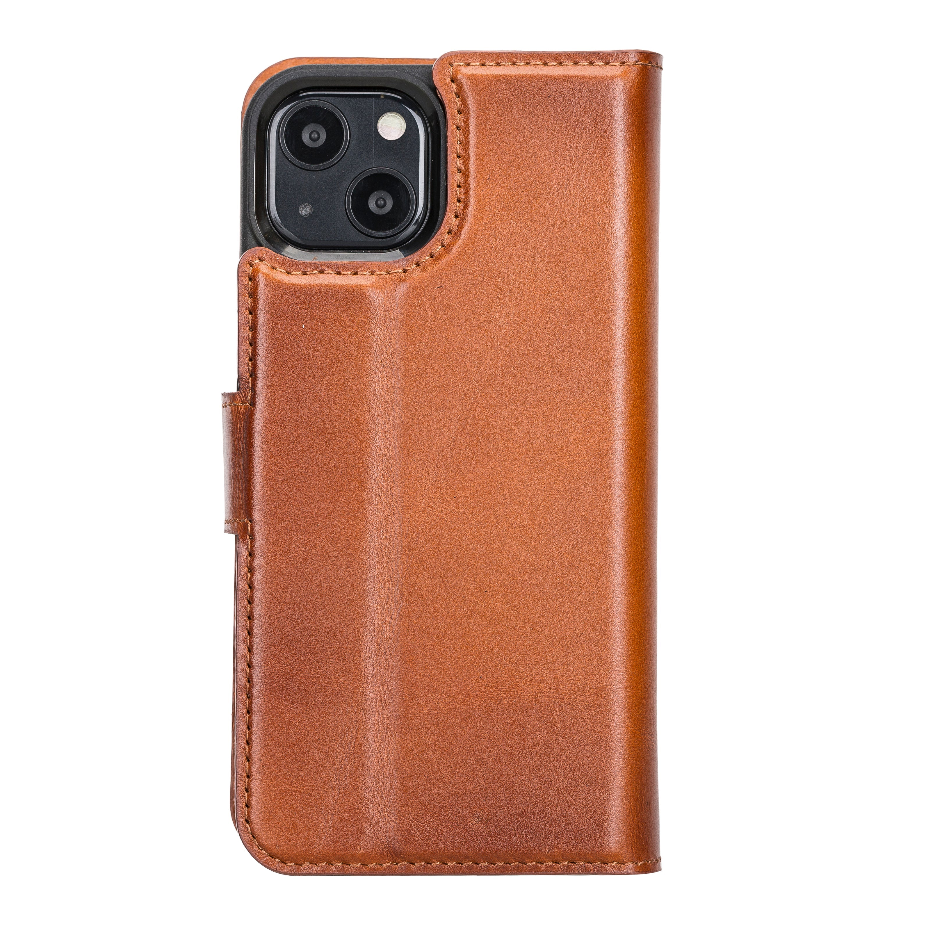 Burnished Tan Leather Magnetic Wallet Case for iPhone 13 Mini (5.4")