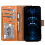 Burnished Tan Leather Magnetic Wallet Case for iPhone 13 Mini (5.4")