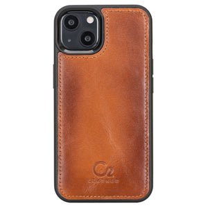 Burnished Tan Leather Magnetic Wallet Case for iPhone 13 Mini (5.4")