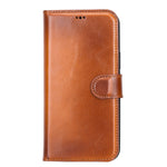 Burnished Tan Leather Magnetic Wallet Case for iPhone 13 Pro (6.1")