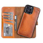 Burnished Tan Leather Magnetic Wallet Case for iPhone 13 Pro Max (6.7")