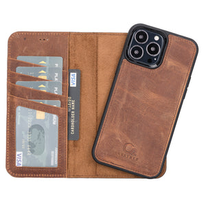 Antic Brown Leather Magnetic Case for iPhone 13 Pro (6.1")