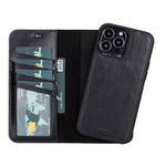 Black Leather Magnetic Case for iPhone 13 Pro (6.1")