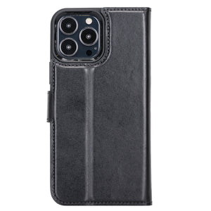 Black Leather Magnetic Case for iPhone 13 Pro Max (RFID)
