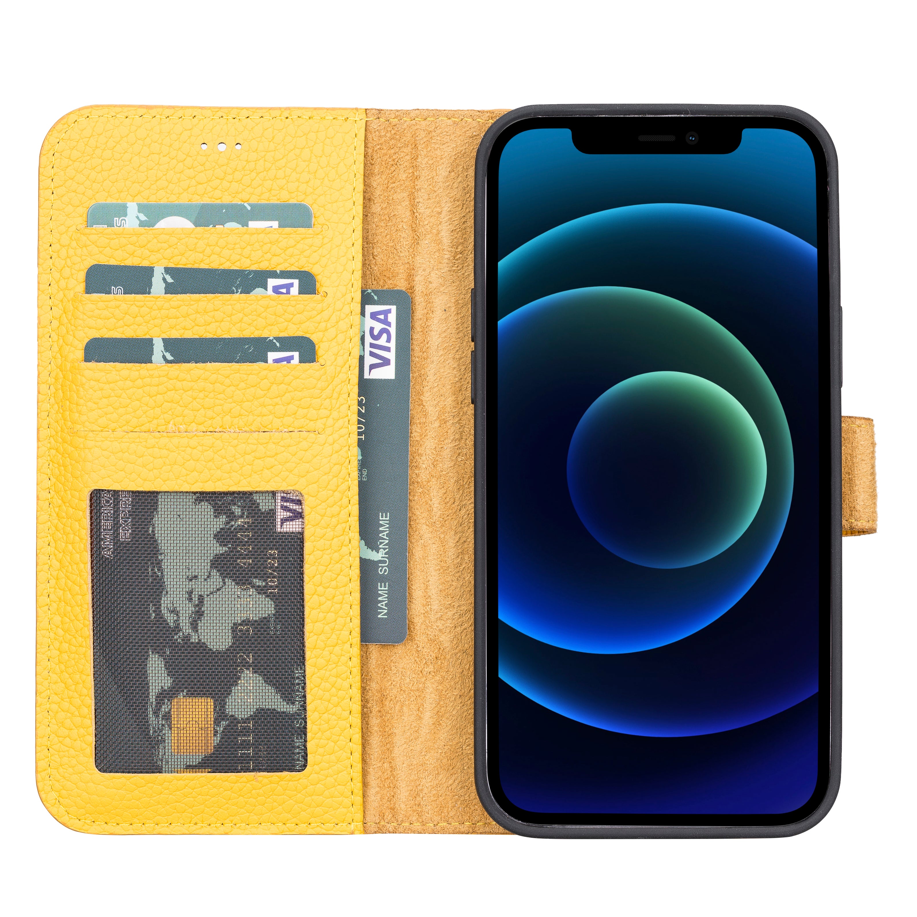 Yellow Leather Magnetic Case for iPhone 13 Pro Max (6.7")