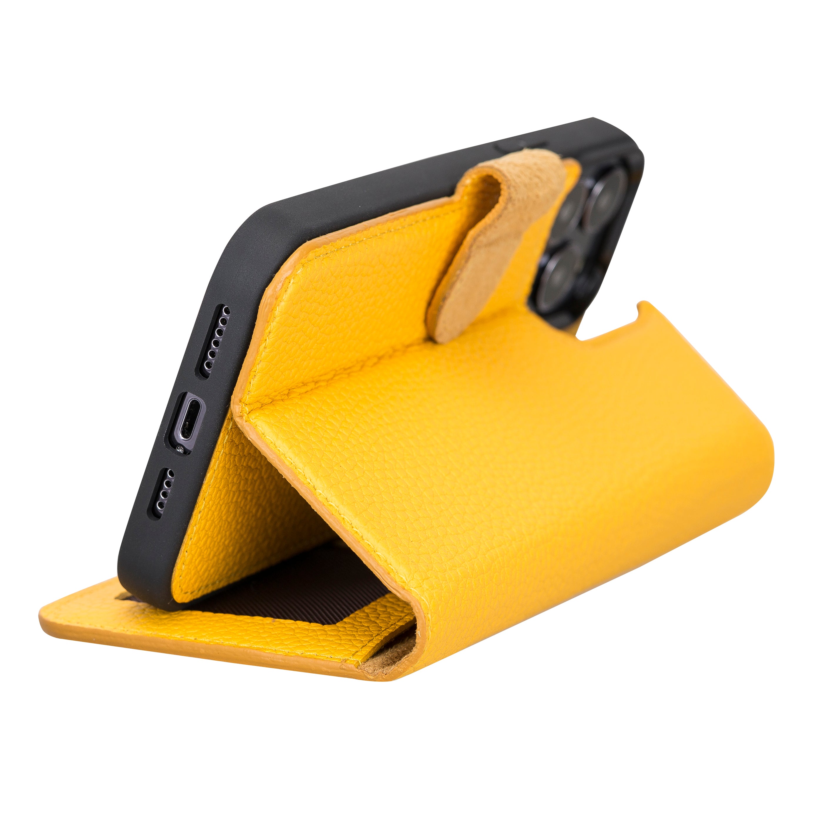 Yellow Leather Magnetic Case for iPhone 13 Pro Max (6.7")