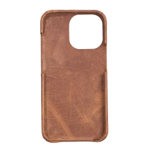 iPhone 14 PRO (6.1") Leather Snap on Cover Case, Antic Brown