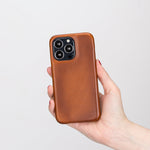 iPhone 14 Pro MAX (6.7") Leather Snap on Cover Case, Burnished Tan