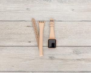 Nude Slim Double Wrap Womens Leather Band
