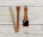 Camel Brown Slim Double Wrap Womens Leather Band