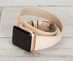 Nude Slim Double Wrap Womens Leather Band
